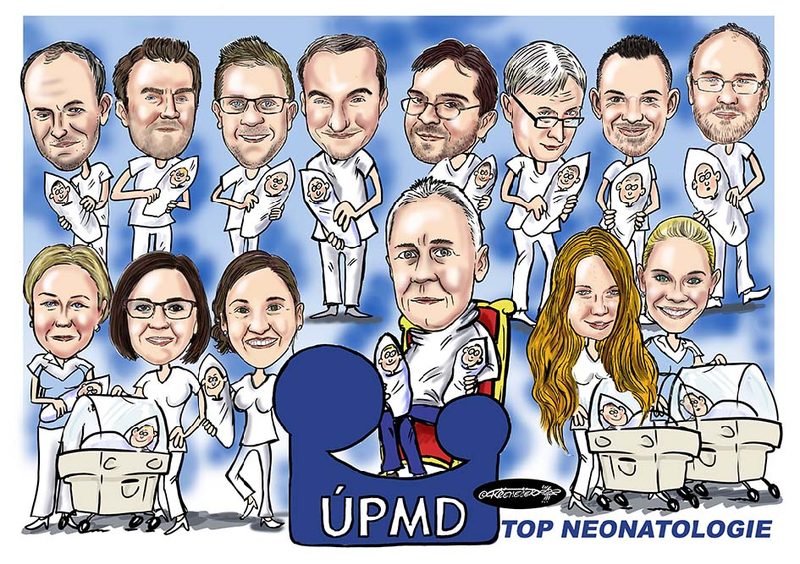 Digitální karikatura celého týmu – skupinový portrét