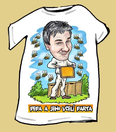 Karikatura na tričko – vtipný potisk trička s karikaturou včelaře